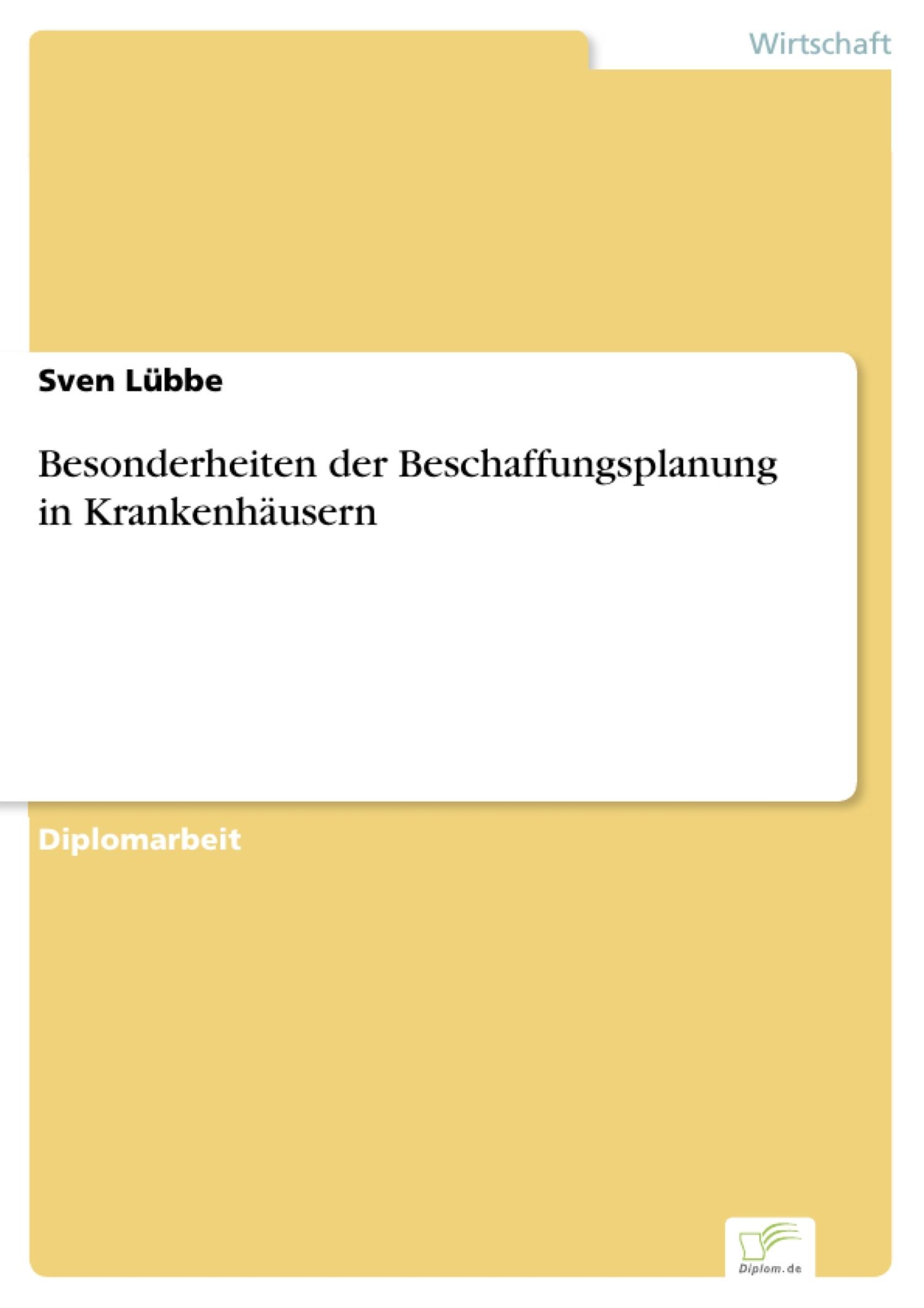 Cover Besonderheiten der Beschaffungsplanung in Krankenhäusern