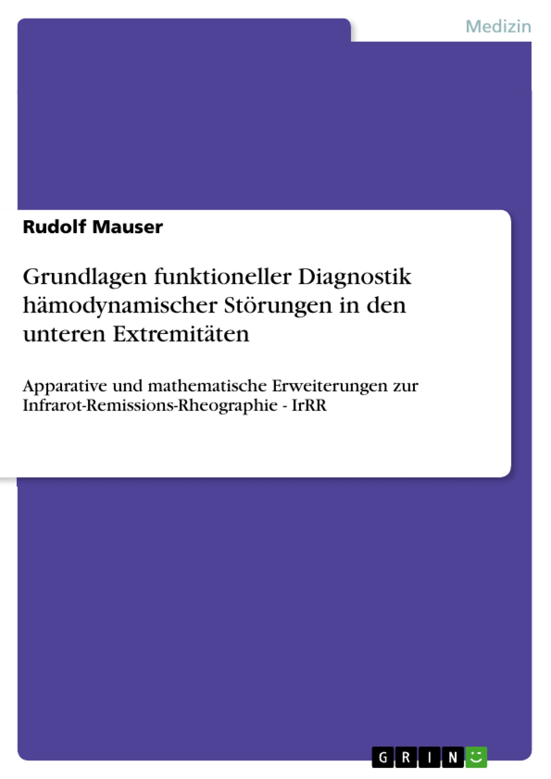 Cover Grundlagen funktioneller Diagnostik hämodynamischer Störungen in den unteren Extremitäten