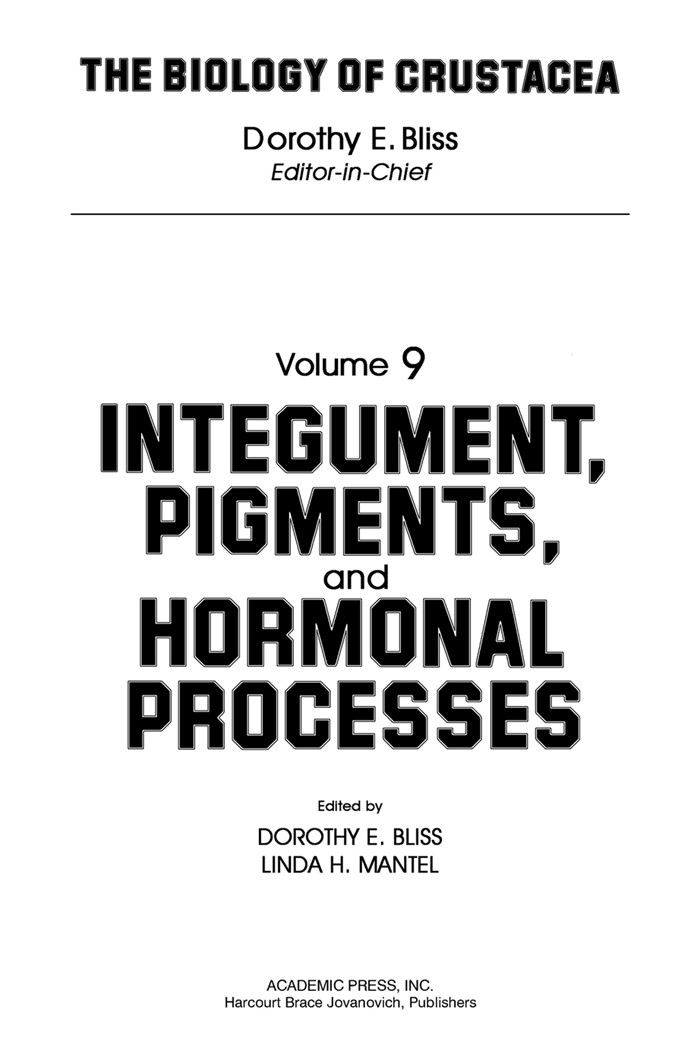 Cover Integument, Pigments, and Hormonal Processes