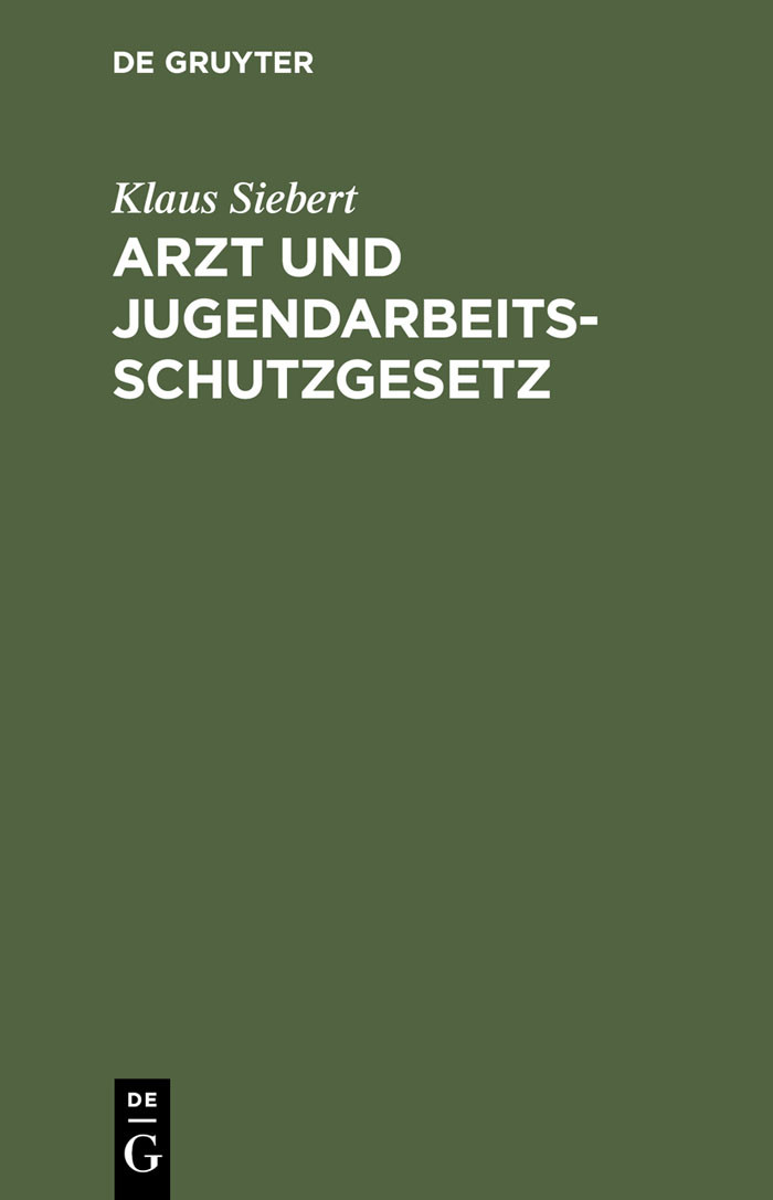 Cover Arzt und Jugendarbeitsschutzgesetz