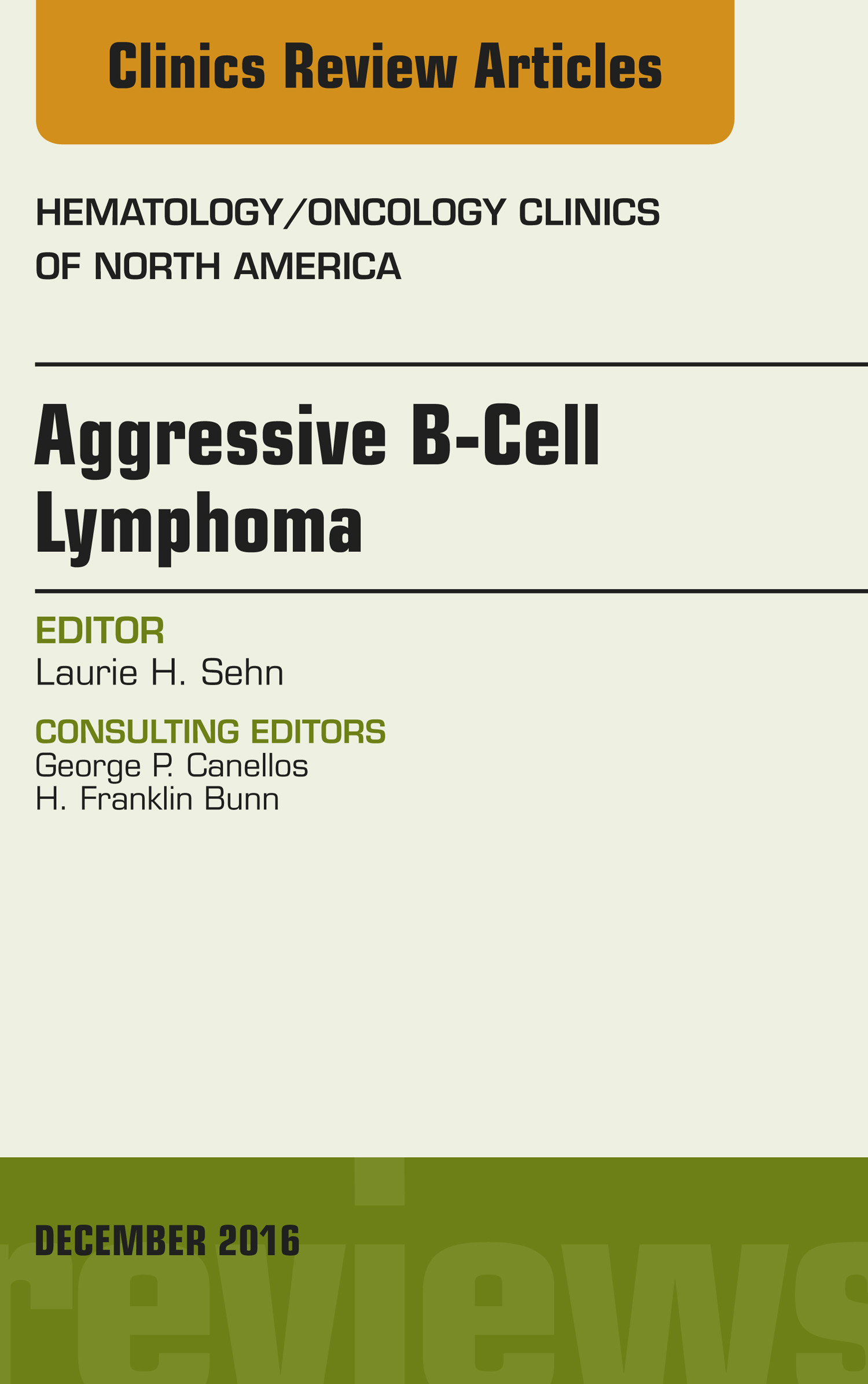 Cover Aggressive B- Cell Lymphoma, An Issue of Hematology/Oncology Clinics of North America,