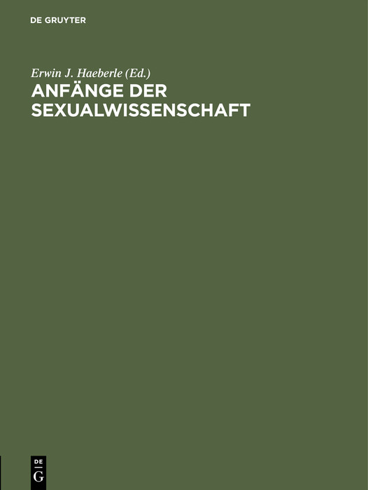 Cover Anfänge der Sexualwissenschaft