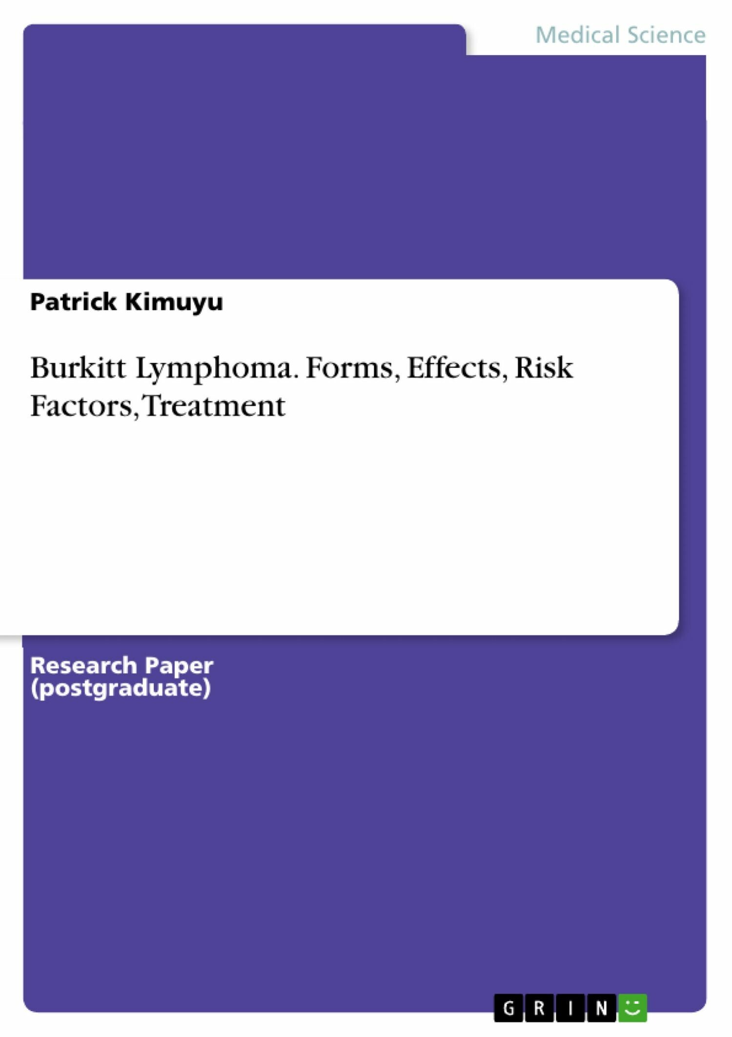 Cover Burkitt Lymphoma. Forms, Effects, Risk Factors, Treatment