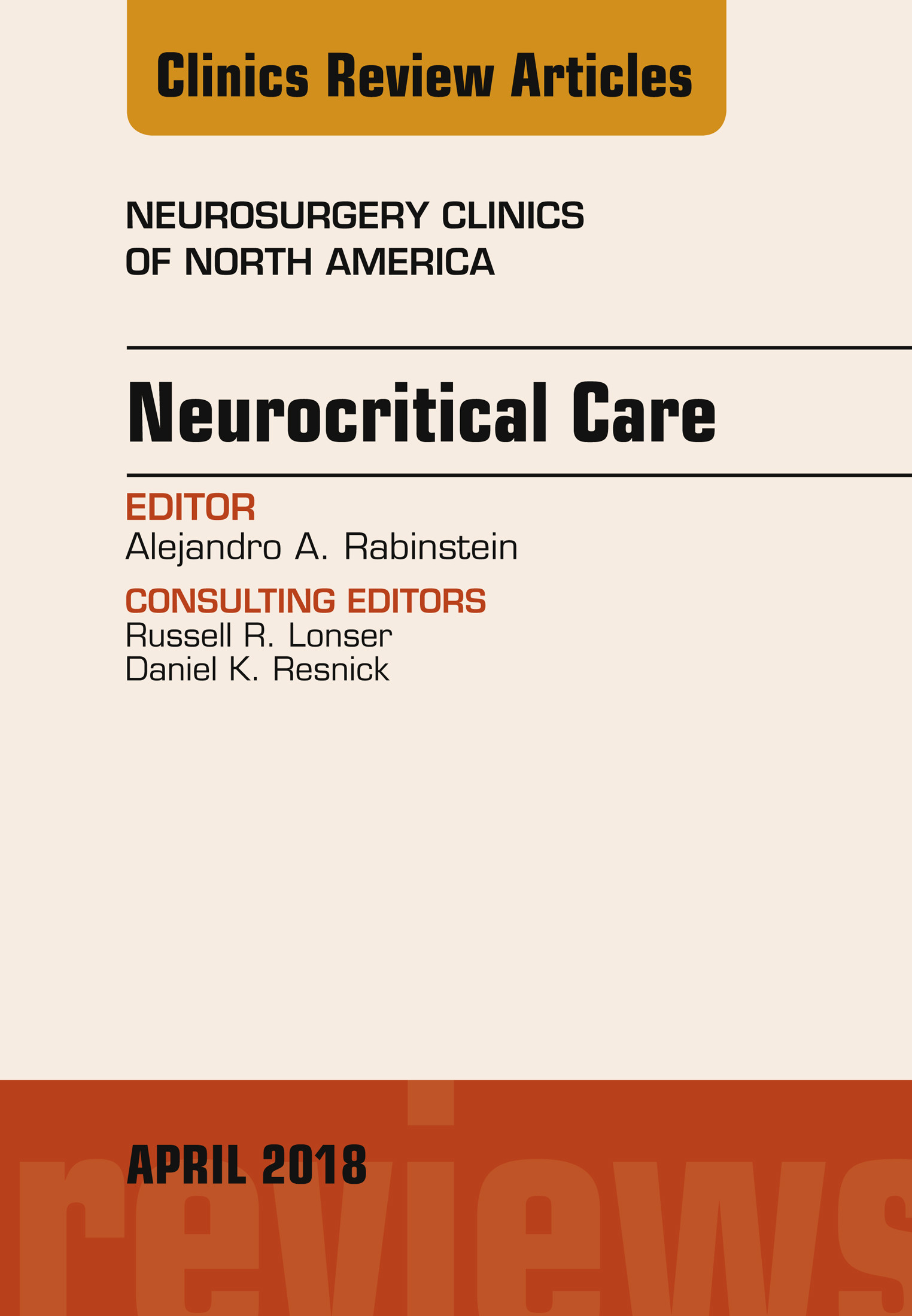 Cover Neurocritical Care, An Issue of Neurosurgery Clinics of North America