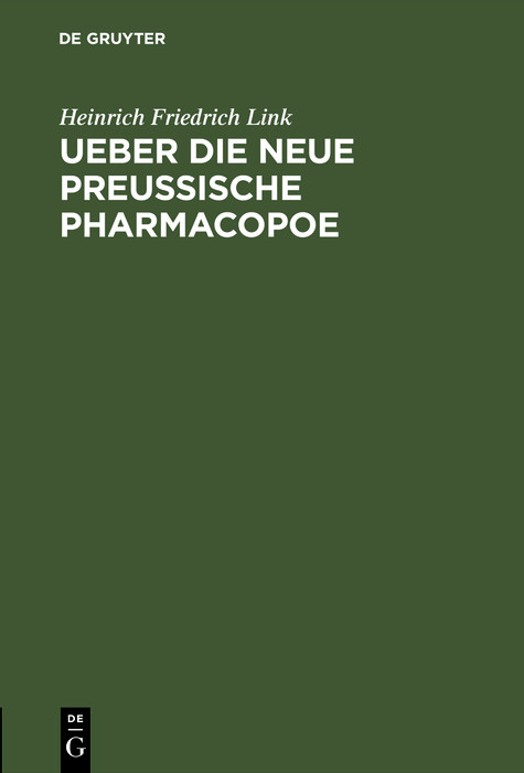 Cover Ueber die neue preußische Pharmacopoe