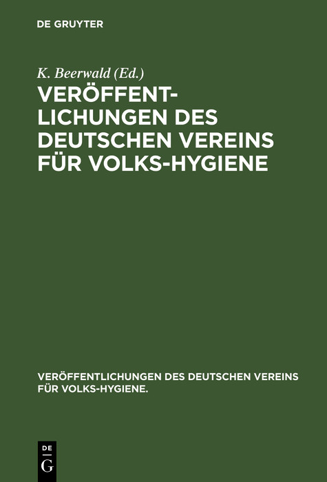 Cover Veröffentlichungen des Deutschen Vereins für Volks-Hygiene