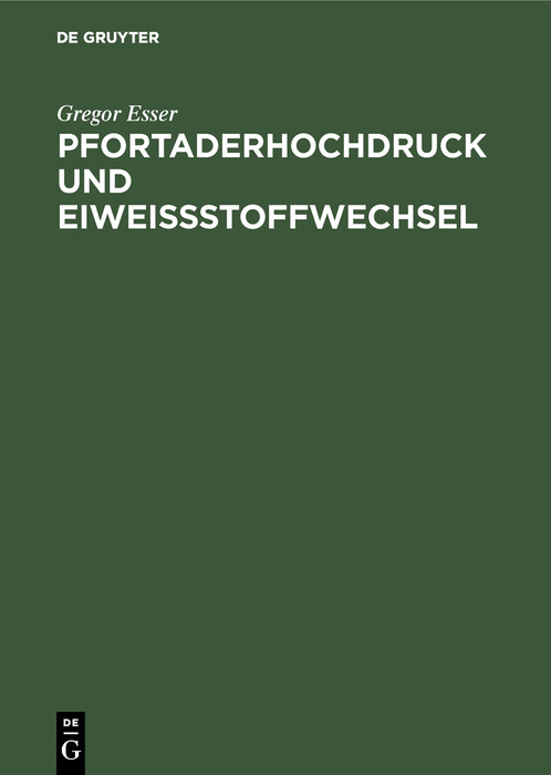Cover Pfortaderhochdruck und Eiweißstoffwechsel