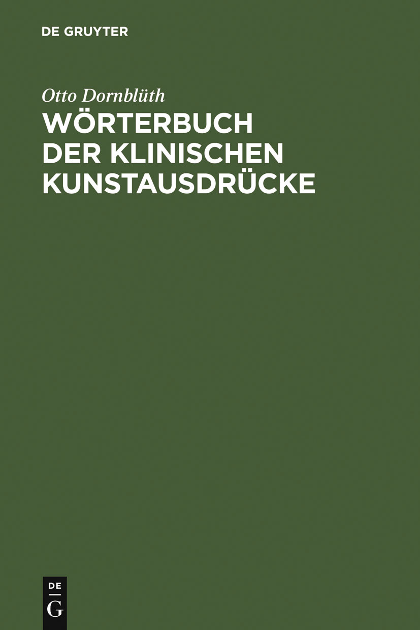 Cover Wörterbuch der Klinischen Kunstausdrücke
