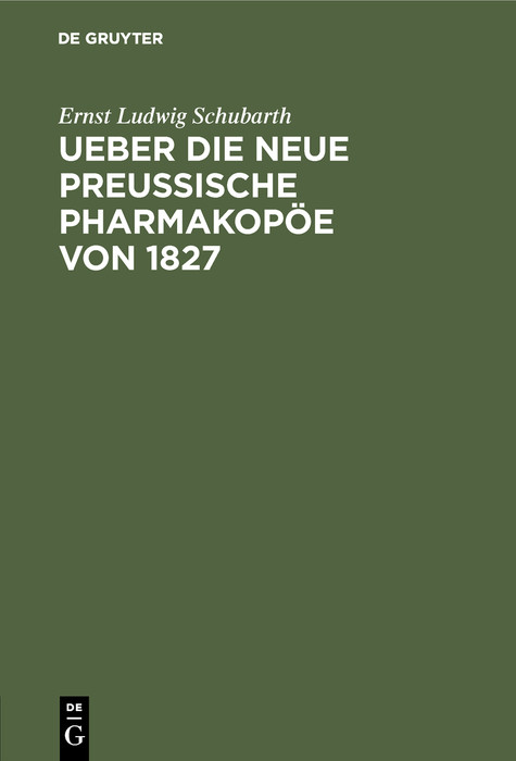 Cover Ueber die neue preussische Pharmakopöe von 1827