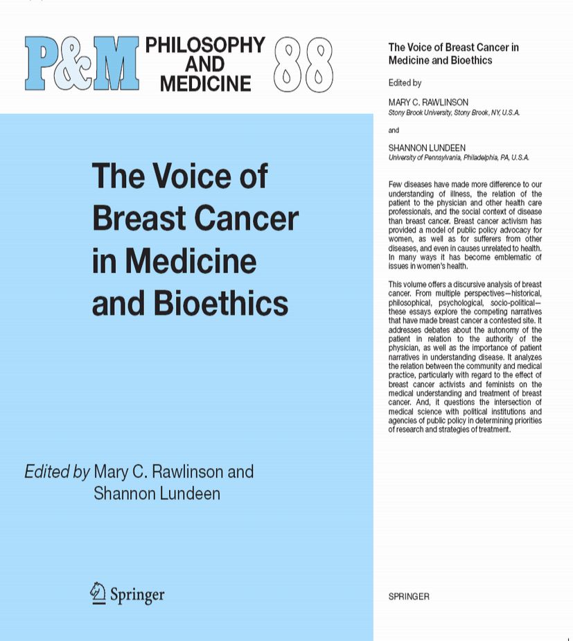 Cover The Voice of Breast Cancer in Medicine and Bioethics