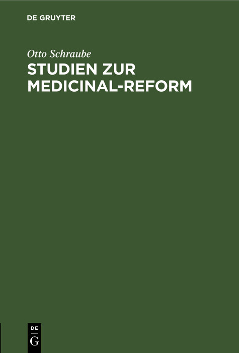 Cover Studien zur Medicinal-Reform