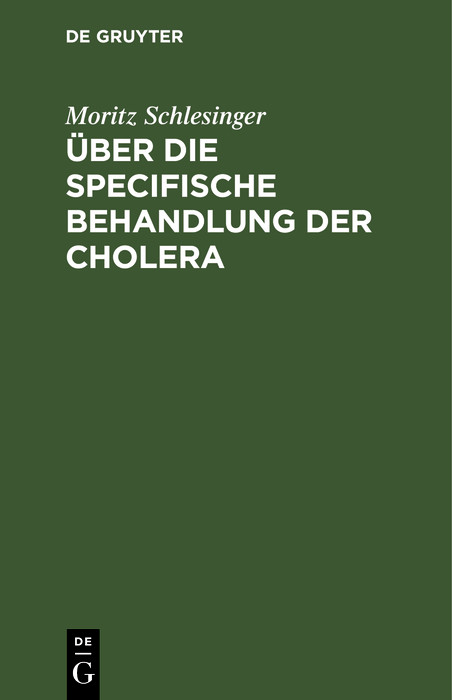 Cover Über die specifische Behandlung der Cholera