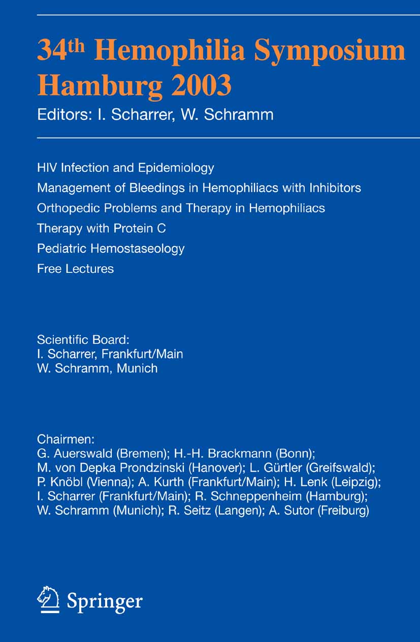 Cover 34th Hemophilia Symposium Hamburg 2003