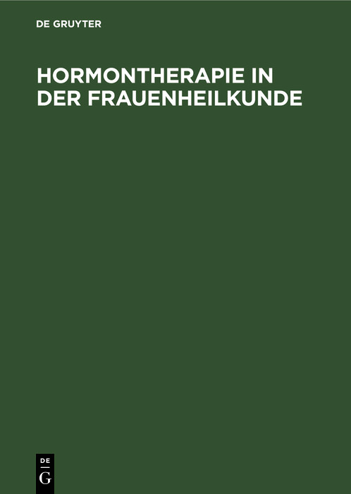 Cover Hormontherapie in der Frauenheilkunde