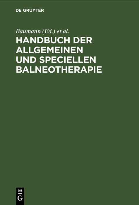 Cover Handbuch der allgemeinen und speciellen Balneotherapie
