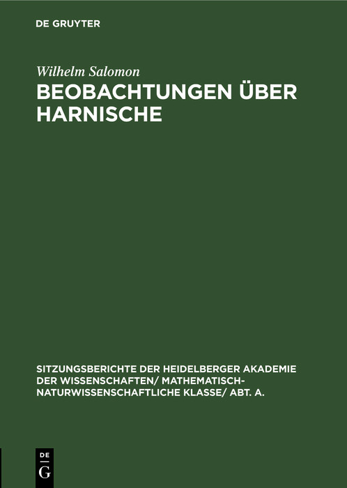 Cover Beobachtungen über Harnische