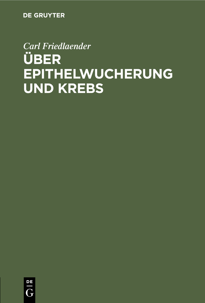 Cover Über Epithelwucherung und Krebs