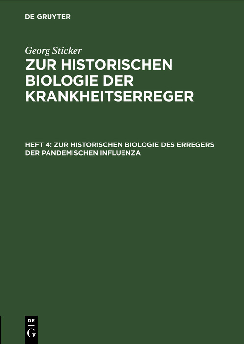 Cover Zur historischen Biologie des Erregers der pandemischen Influenza