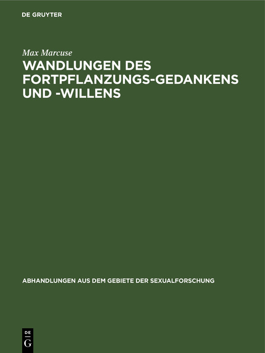 Cover Wandlungen des Fortpflanzungs-Gedankens und -Willens