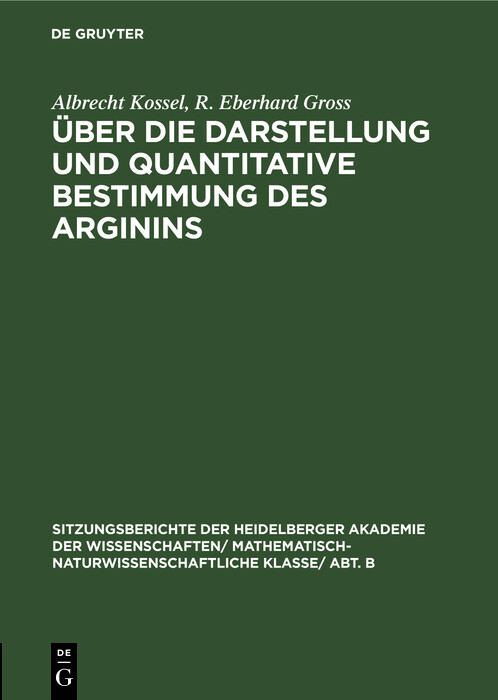 Über die Darstellung und quantitative Bestimmung des Arginins
