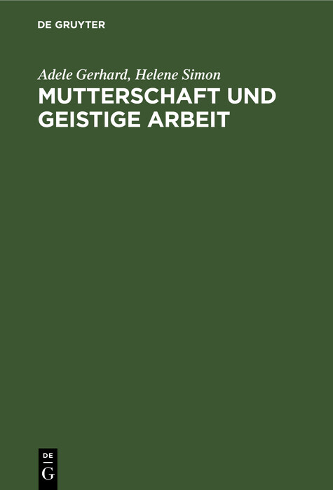 Cover Mutterschaft und geistige Arbeit