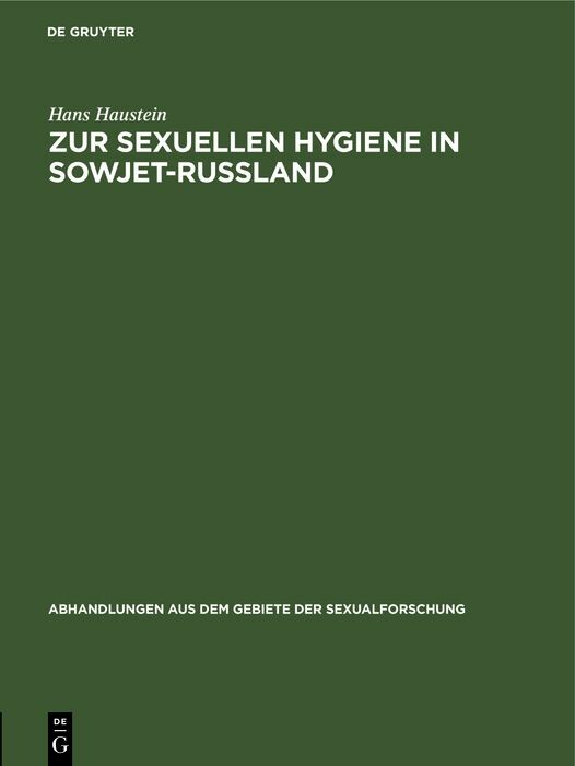 Cover Zur sexuellen Hygiene in Sowjet-Rußland