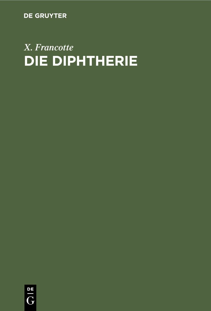 Cover Die Diphtherie
