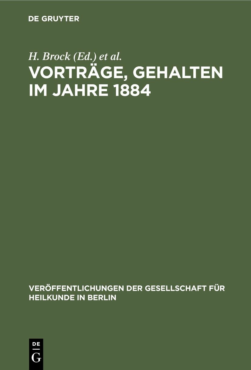 Cover Vorträge, gehalten im Jahre 1884
