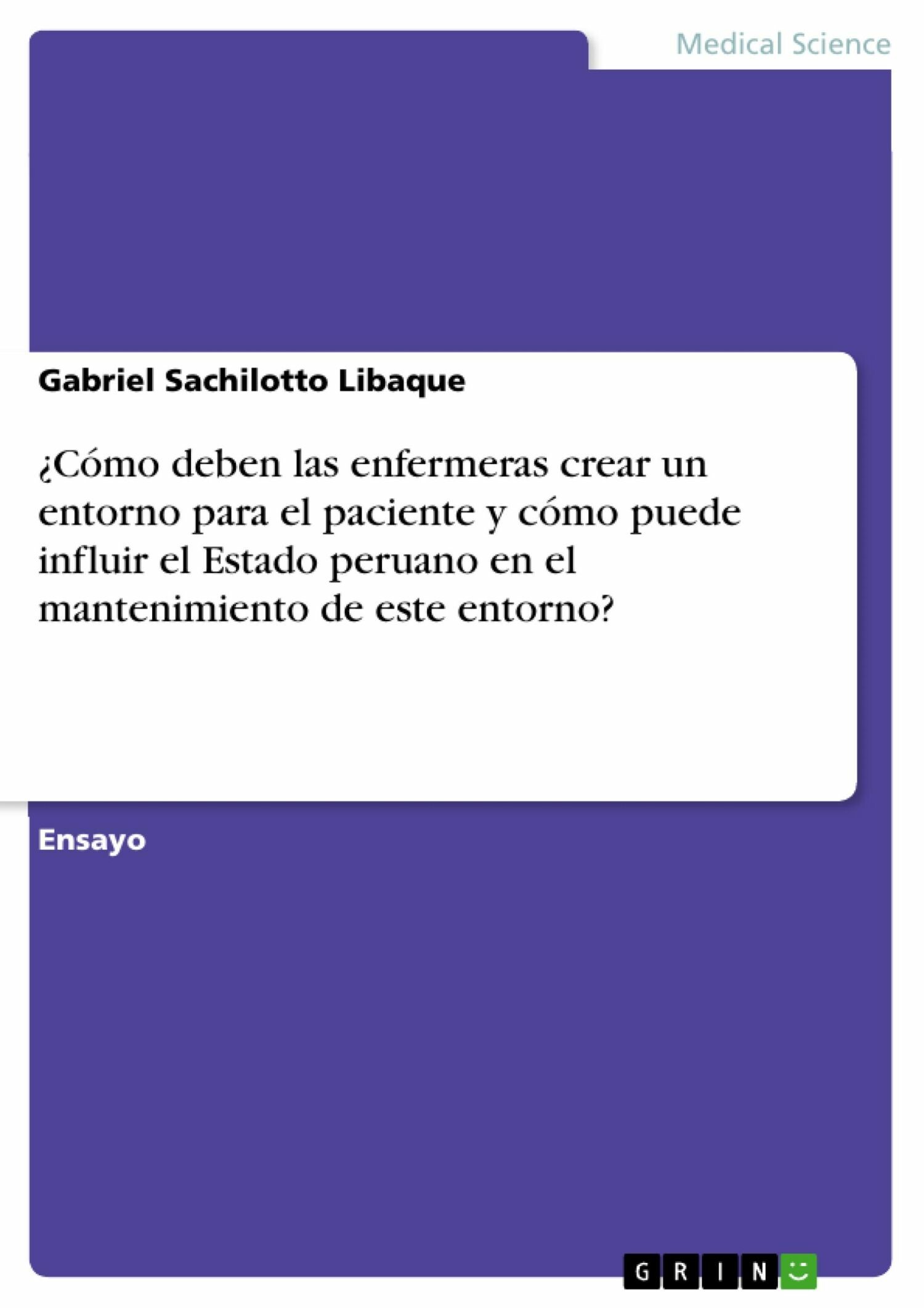 Cover ¿Cómo deben las enfermeras crear un entorno para el paciente y cómo puede influir el Estado peruano en el mantenimiento de este entorno?