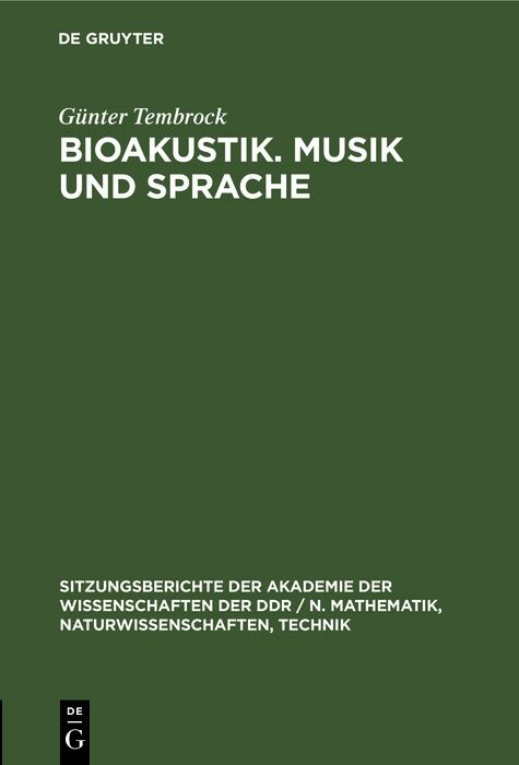 Cover Bioakustik. Musik und Sprache