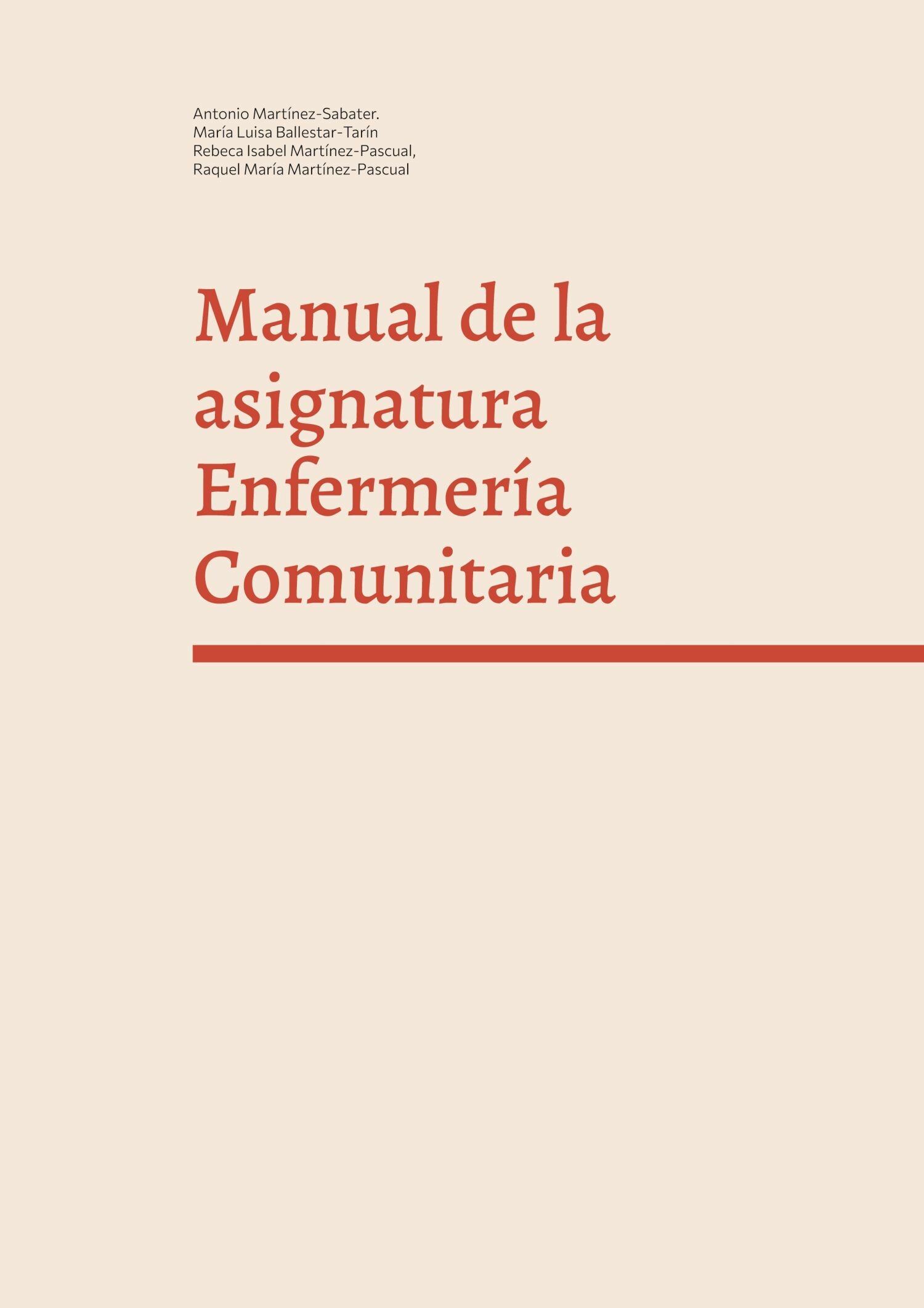 Cover Manual de la asignatura Enfermería Comunitaria