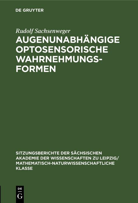Cover AugenunabhÃ¤ngige optosensorische Wahrnehmungsformen