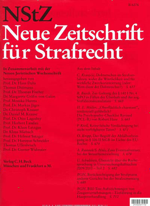 NStZ - Neue Zeitschrift für Strafrecht