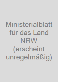 Cover Ministerialblatt für das Land NRW (erscheint unregelmäßig)