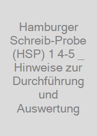 Cover Hamburger Schreib-Probe (HSP)+1 4-5 _ Hinweise zur Durchführung und Auswertung