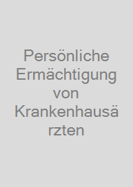Cover Persönliche Ermächtigung von Krankenhausärzten