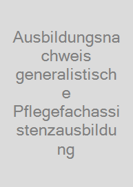 Cover Ausbildungsnachweis generalistische Pflegefachassistenzausbildung