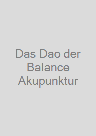 Cover Das Dao der Balance Akupunktur
